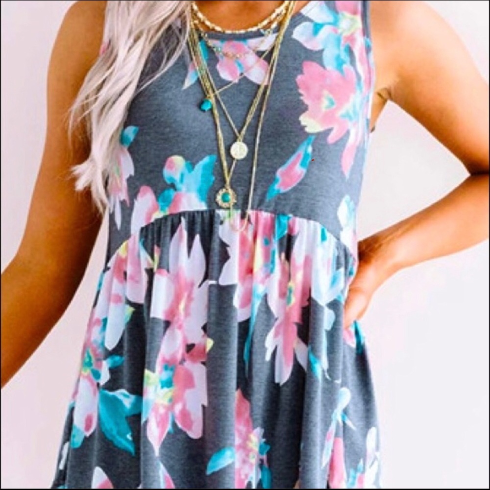 Spring & Summer Floral Babydoll Tank Top | Size XL | NWT
